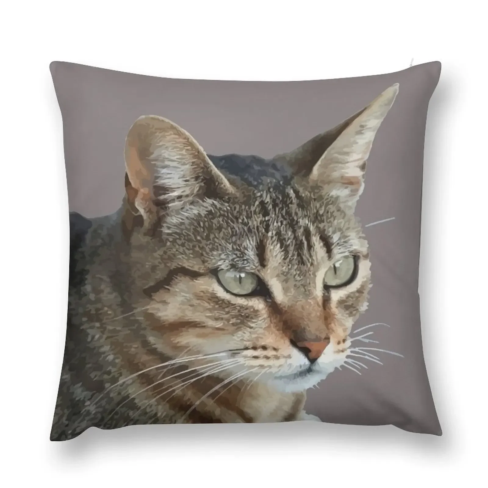 Stunning Tabby Cat Close Up Portrait Vector Isolated Throw Pillow pillow cover christmas Covers For Sofas pillow