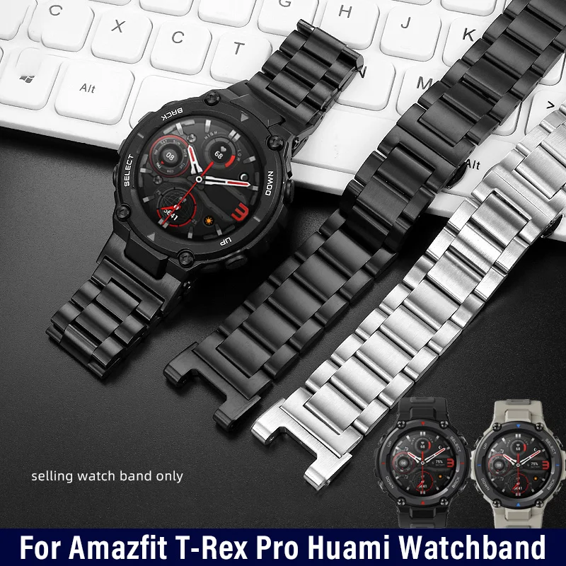 For Amazfit T-Rex Pro Huami Tyrannosaurus Rex Smart Watch strap sports bracelet Fashion modified man‘s Stainless Steel Watchband