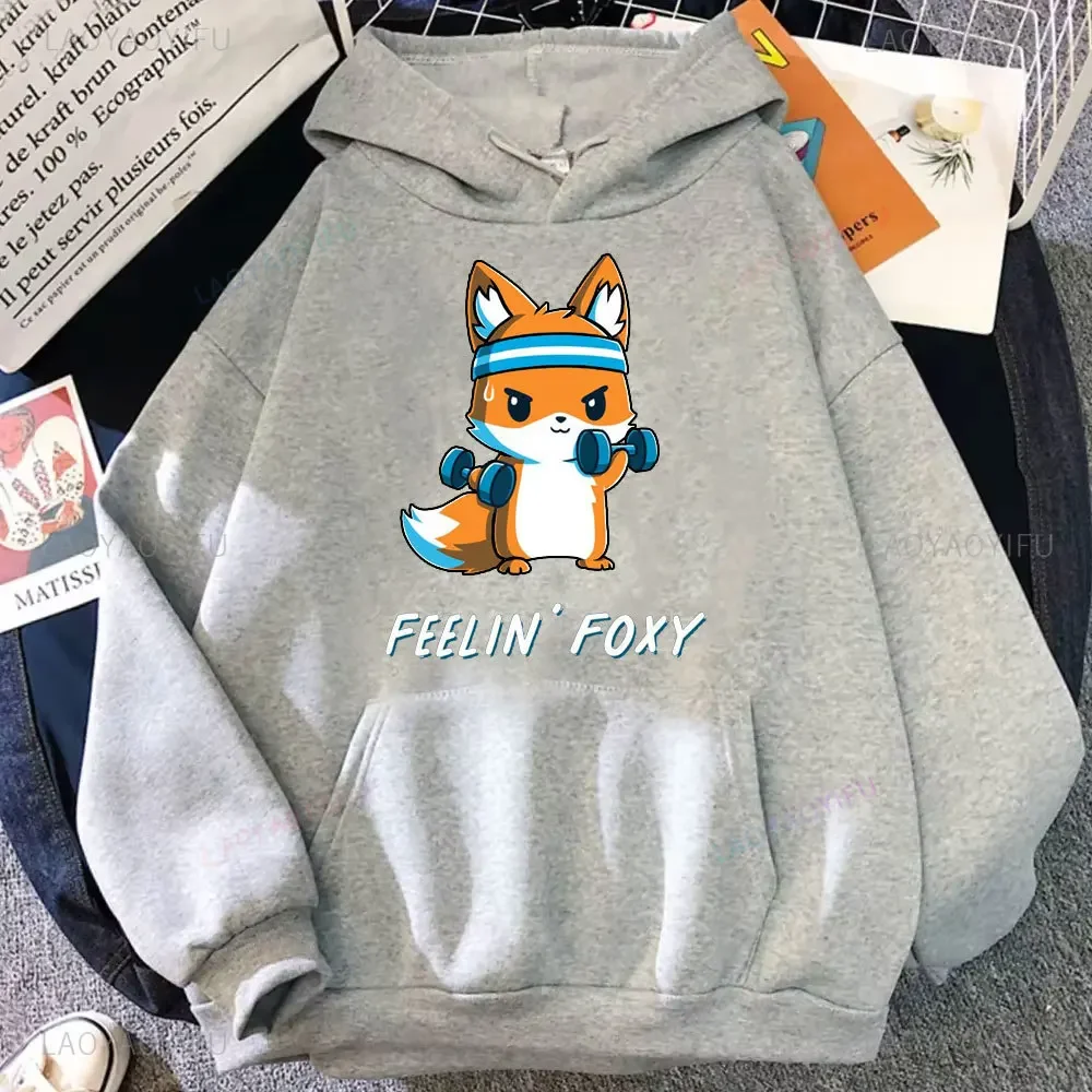 Cute I Don\'t Give A Fox Cute Animal Kawaii Hoodie Loose Fleece Pullover Hip Hop Hoodies Streetwear Cartoon Women Men Sweatshirts