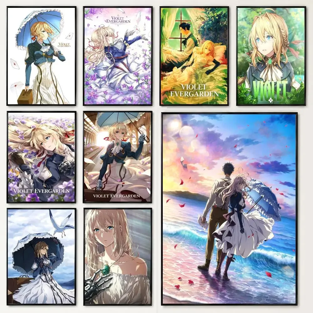 Violet Evergarden Poster HD poster black and white simple home decoration suitable for living room bedroom corridor and gift