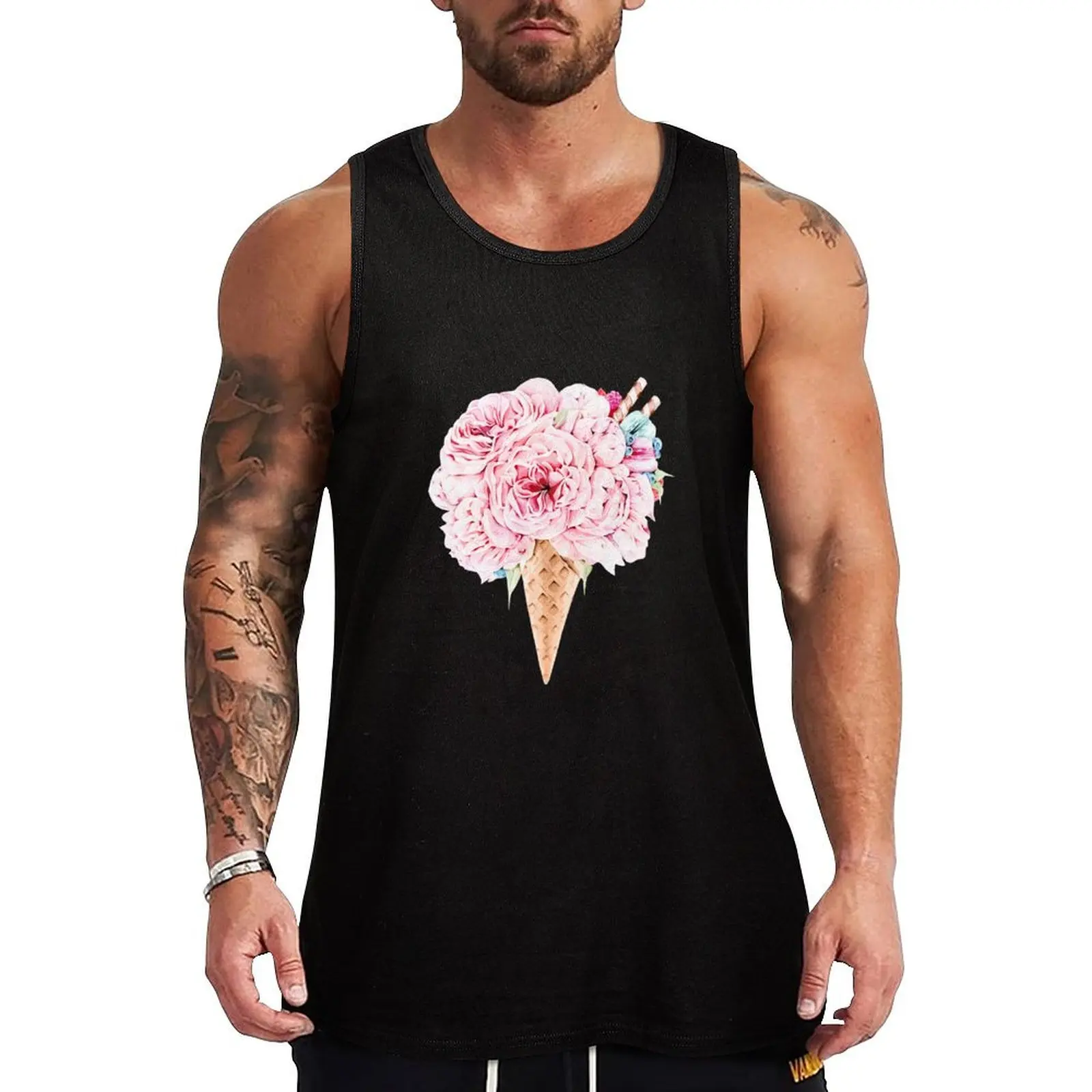 Peonies in waffle cone Tank Top gym clothes men Men gym sportswear