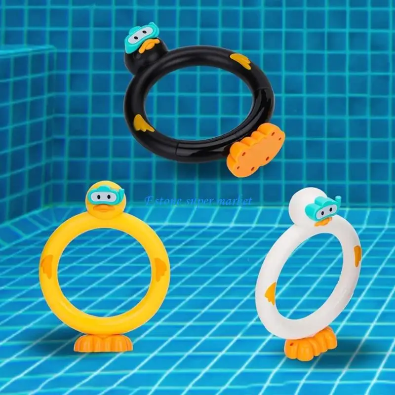 090B 3PCS Cartoon Duck Dive Rings Toy Toy Ricking Pool Toy for Underwater Breath Holding Training and Swimming Skill Development