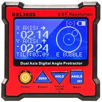 ABJI-Angle Ruler Dual Axis Level Measure Box With5 Side Magnetic Base Dual-Axis Digital Display Level Gauge Elevation Meter