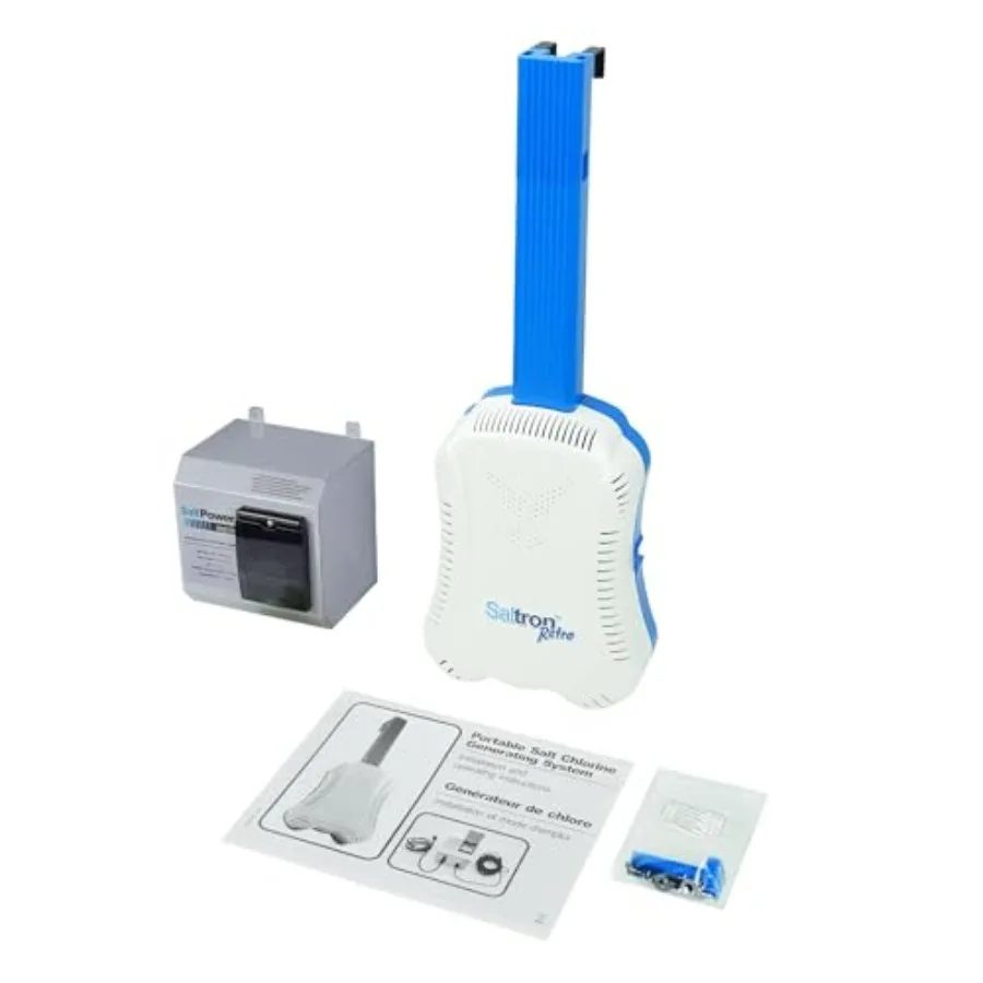 Above Ground Pool Salt Chlorine Generator - Retro Design, White Plastic, Self-Cleaning Built-in Timer for Up to 20, 000 Gallons