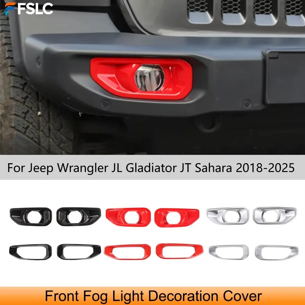 Car Upgrade For Jeep Wrangler JL Gladiator JT Sahara 2018-2025 Front Fog Light Decor Cover Trim Stickers Exterior Accessories