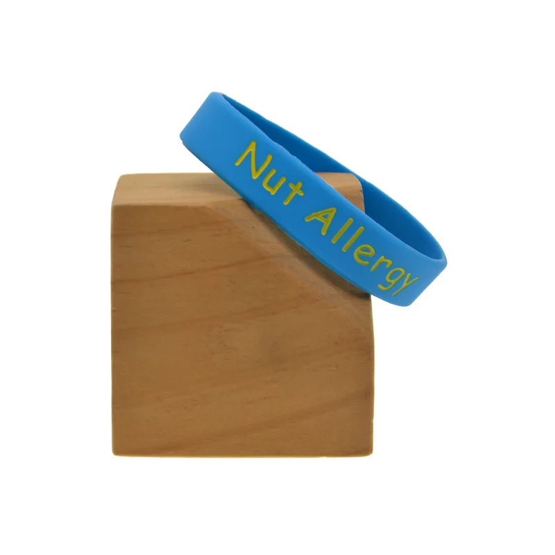 50 Pcs Nut Allergy Silicone Rubber Wristband Personalized Emergency Contact Info Food Allergy Bangle Small Size