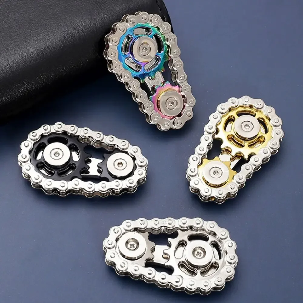 Chaînes engrenage Fidget Spinner toupie pignon du bout des doigts main Spinner chaîne engrenage Gyroscope roue en métal chaîne d'engrenage Gyroscope