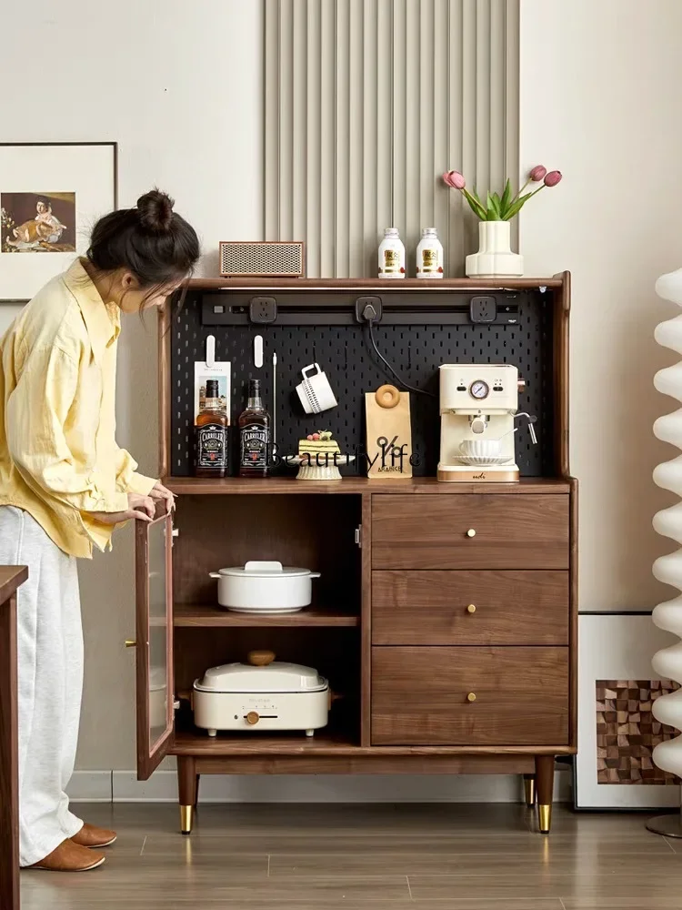 

North American black walnut side cabinet integrated solid wood locker against the wall