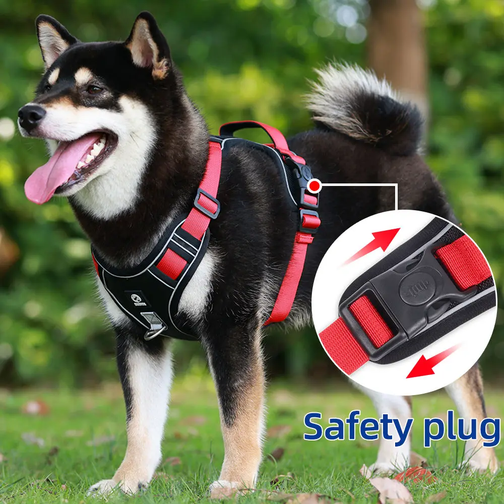

Anti-Choke Dog Vest Reflective Safety Walking Training Chest Adjustable Harness Leads Collar For Medium Dogs With Control Handle