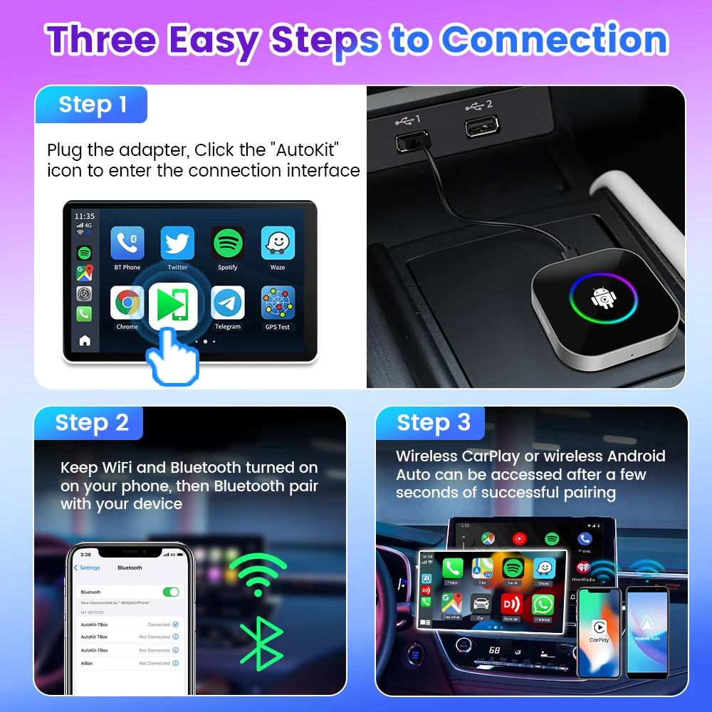 Custom Logo Carlinkit Ai Tv Box Auto Wireless Youtub Carplay Adapter 8G 128Gb 64Gb Stereos Wifi Android 13 Car Play Dongle