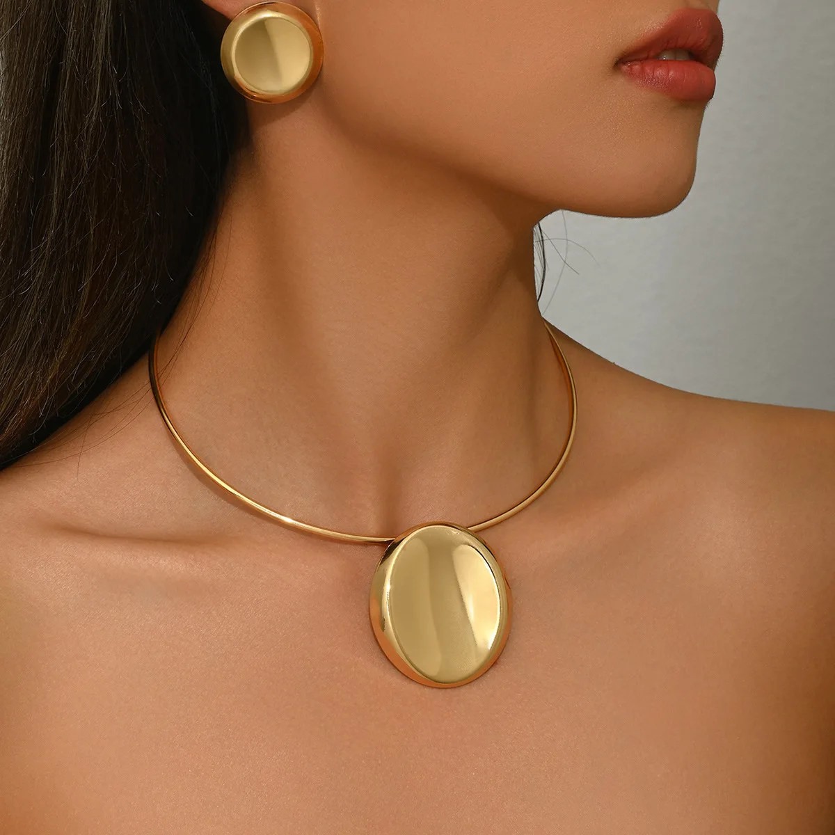 Новое женское геометрическое ожерелье, серьги, комплект, кольцо, кулон, цепочка на ключицу