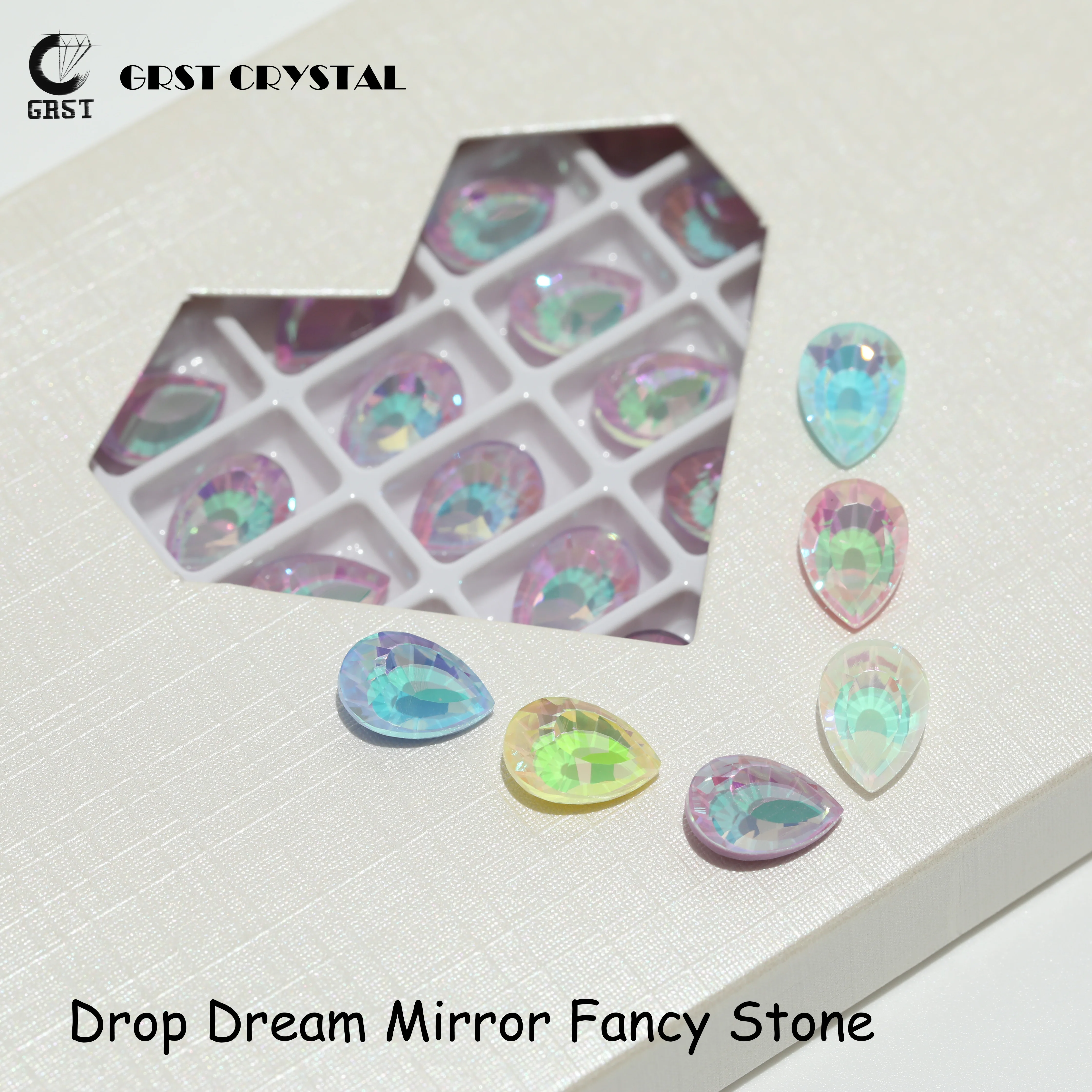 GRST Glänzende Kristallsteine DV4060 Drop Fancy Stones Premium Dream Mirror Serie Strasssteine DIY-Zubehör für Nagelkunst, Hochzeitskleider, Taschen – Detail 1