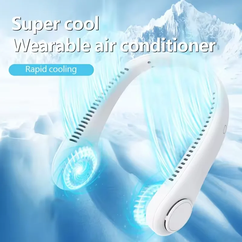 Neck Fan Long Endur Neck Portable No Bladeless Hanging Neck Rechargeable Air Cooler 3 Speed Mini Summer Sport Outdoor Mini Fan