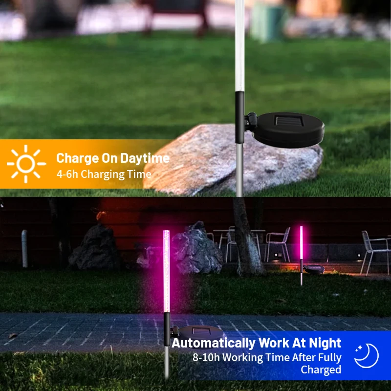 2pcs Garden Solar Lights Outdoor Reed Lamps Garden Stakes Color Changing LED Outdoor Garden Lawn Yard Terrace Decoration Lights