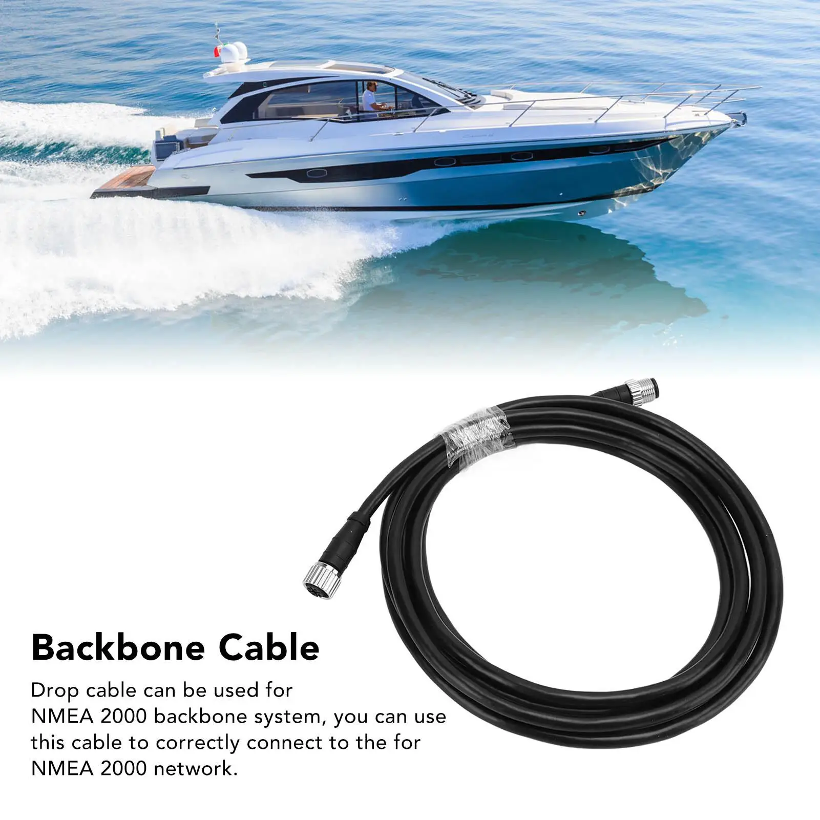 Backbone Cable 3 Meters Long Boats Drop Cable Heat Resistant Male Female Connector 5 Pins Durable for nmea 2000