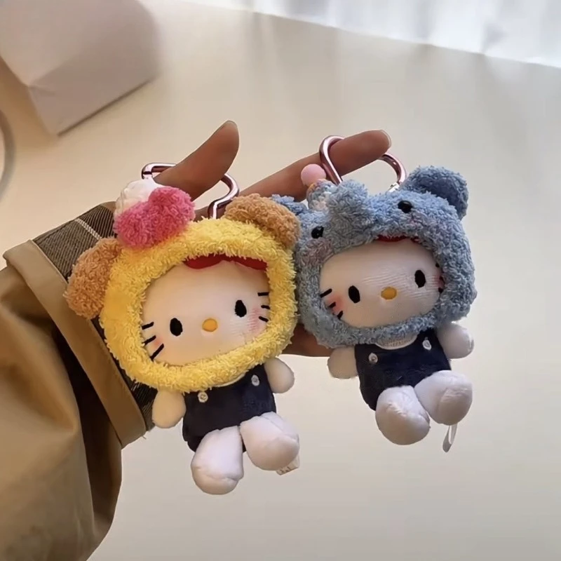 10 cm/3,93 in Hallo Kitty Anime Plüsch Anhänger Cartoon Puppe Rucksack Baumwolle Schlüsselring Zubehör Ornamente Peripheriegeräte Geburtstag Geschenk