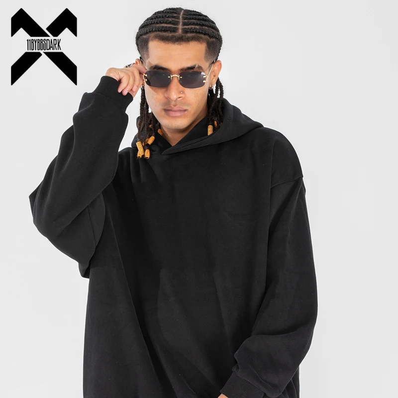 

Vintage Solid Color Hoodie for Men Autumn Winter Fleece Loose Pullover Sweatshirt 2026 Oversized Streetwear