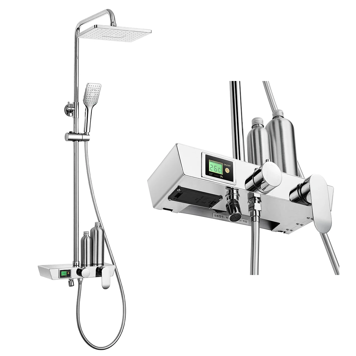 Button Digital Display Constant Temperature Shower Set Bathroom Household Shower Set Bathroom Pressurized Shower Head Faucet