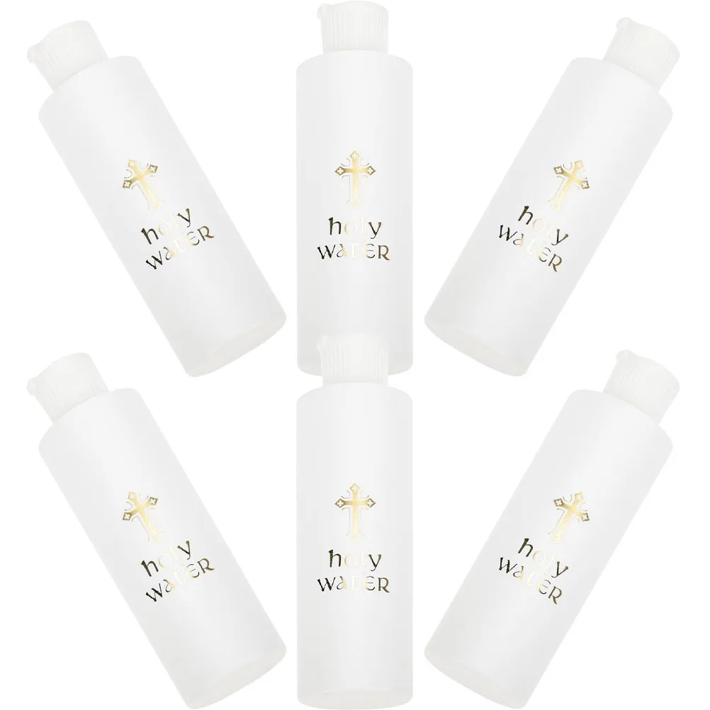 

6Pcs Holy Water Bottle Small Lightweight Jesus Cross Pattern Suitable for Travel Church Baptism Wedding Decorations