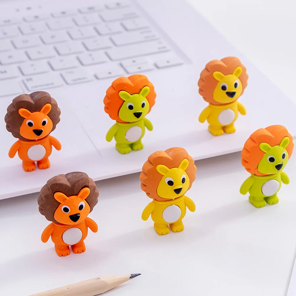 

20Pcs Bright Colors Lion Erasers Soft Wipe Clean Repeat Friction Less Debris Sufficient Quantity Kids Award Cartoon Animal