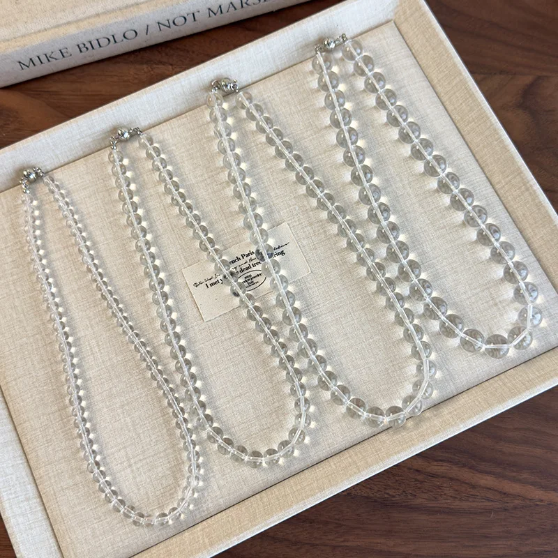 Choker Necklace Clear Acrylic Beaded Round Beads Korean Chic Premium Grade Jewelry for Women Unique Gift Accessory