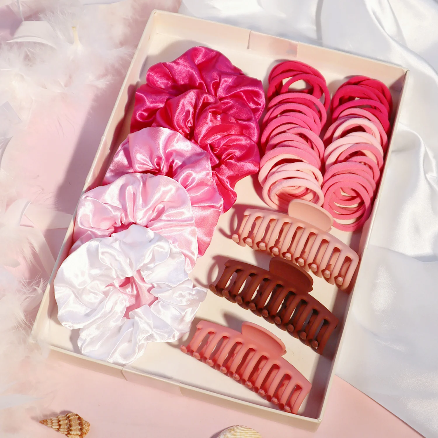 Pink Hair Accessories Set For Women Girls Hair Claw,Hair Ties,Hair Scrunchies Rubber Band For Hair Fashion Hair Accessories