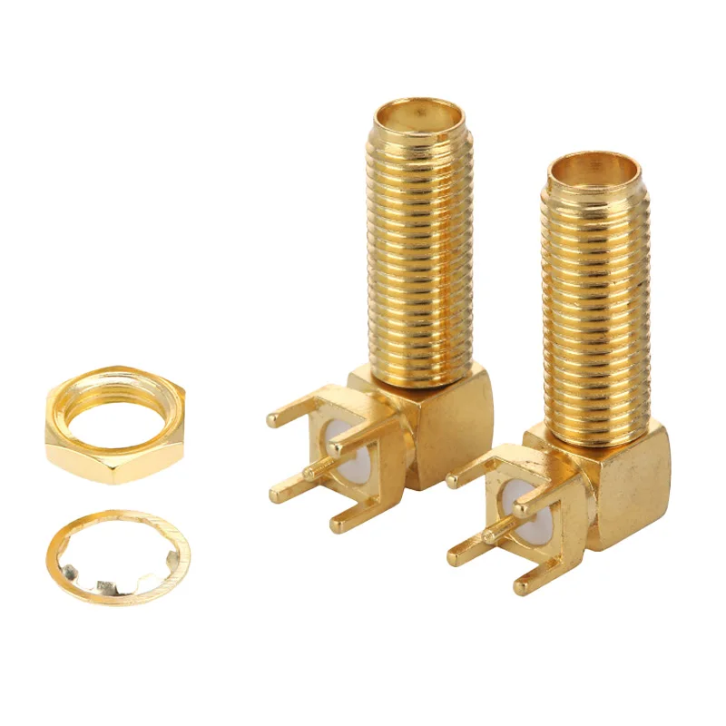 90 Degree Female Jack Adapter Solder Edge PCB Mount RF Copper Plug Socket SMA-KWE16 PCB Connector