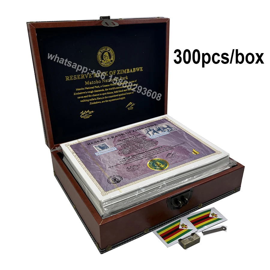 

300pcs/box Zimbabwe Vintage TOP Nonillon Containers with UV Serial Number Banknote Scroll Collectible Business Gifts