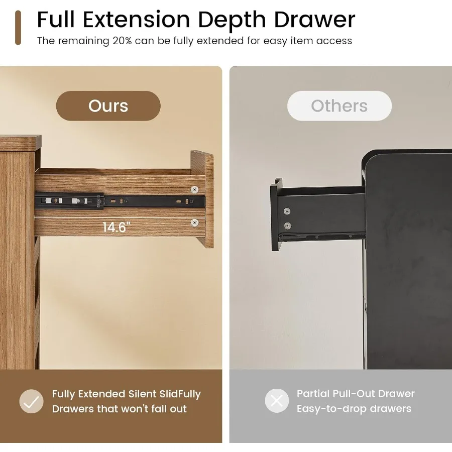 منضدة مع 3 أدراج 21.7 بوصة عرض × 15.8 بوصة (عمق) طاولات بجانب السرير كبيرة الحجم لغرفة النوم بجانب السرير للتخزين الحديث #6