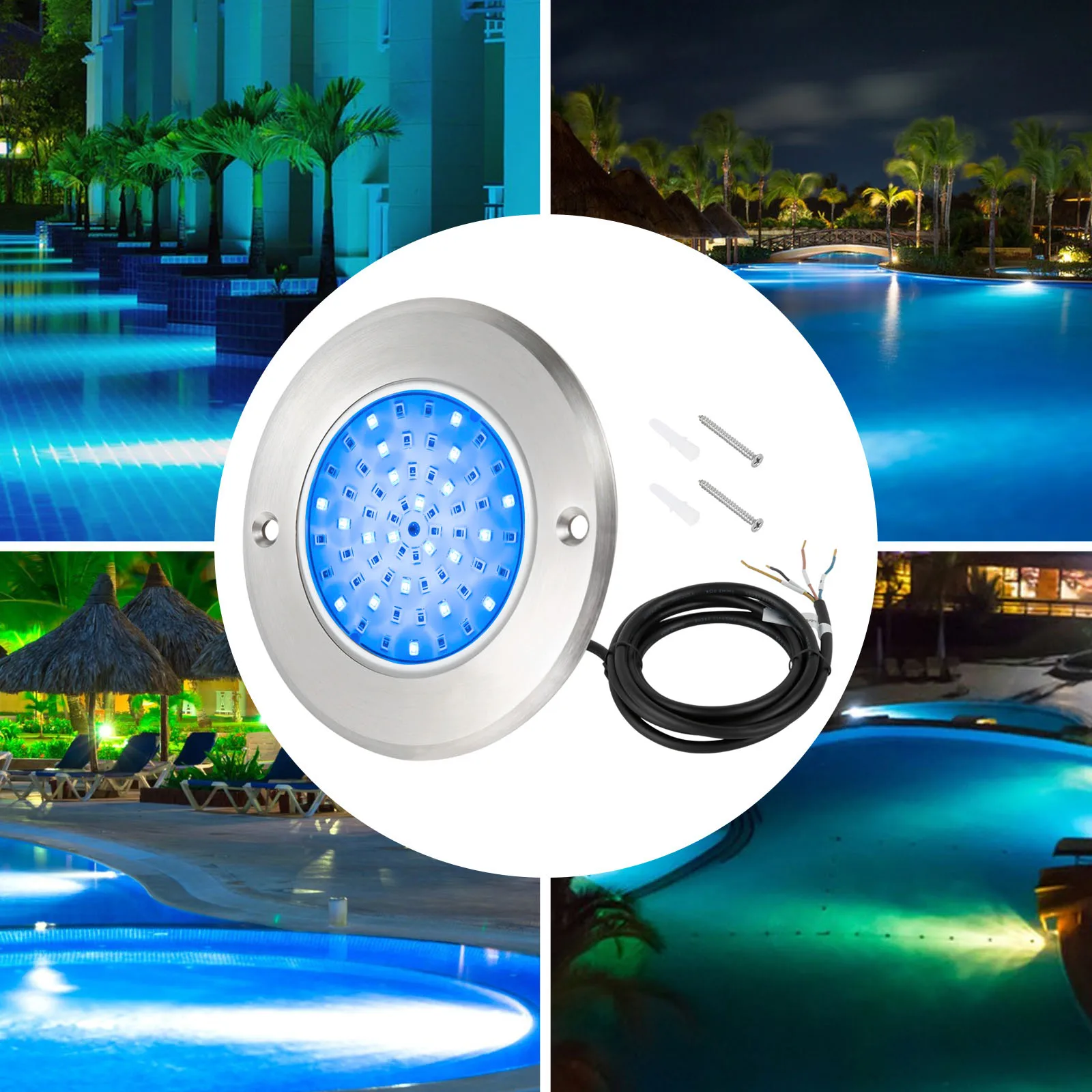 

Pool Lights,Ultra Slim Pool Lights for Inground Pools Waterproof,6 Watts Pool Light, 316 Rank Stainless Steel Pool Light