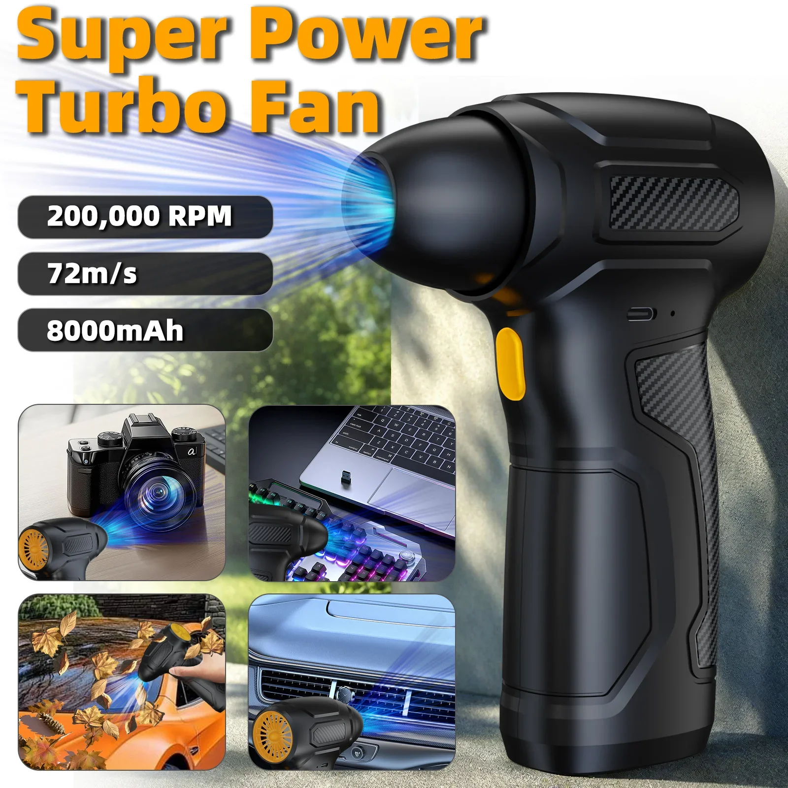 

Turbo Jet Fan 200000RPM Air Duster Mini Portable Rechargeable Handheld Blower for Outdoor Camping Car PC Cleaning