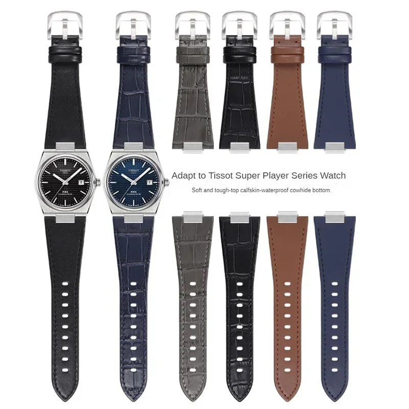 

For Tissot PRX series watch T137.407 Super Player T137.410 Cowhide strap with Steel End Link calfskin 26X12mm watch Band