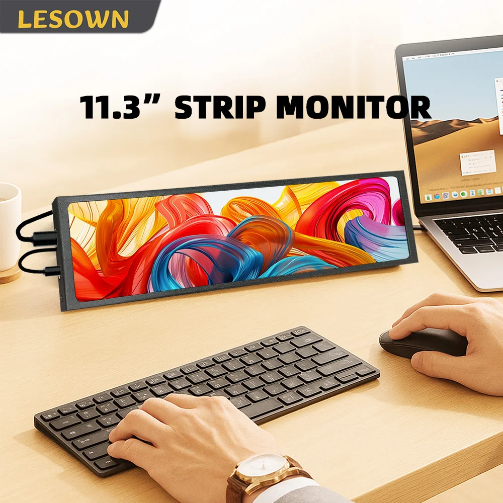 LESOWN 11.3 Inch Stretched Bar Display 1920x480 IPS Secondary Display for AIDA64 PC Case Dashboard DIY Computer Monitor