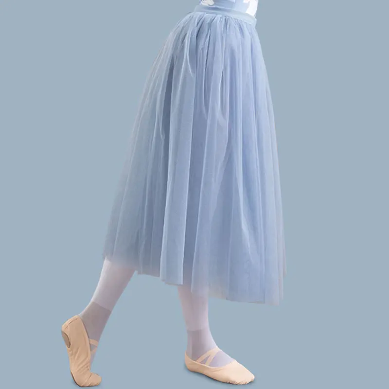 Women\'s Romantic Princess Tulle Ballet Mid Length Skirt With Delicate Double-Layer Mesh,Comfortable Wide Waistband Ballet Skirt