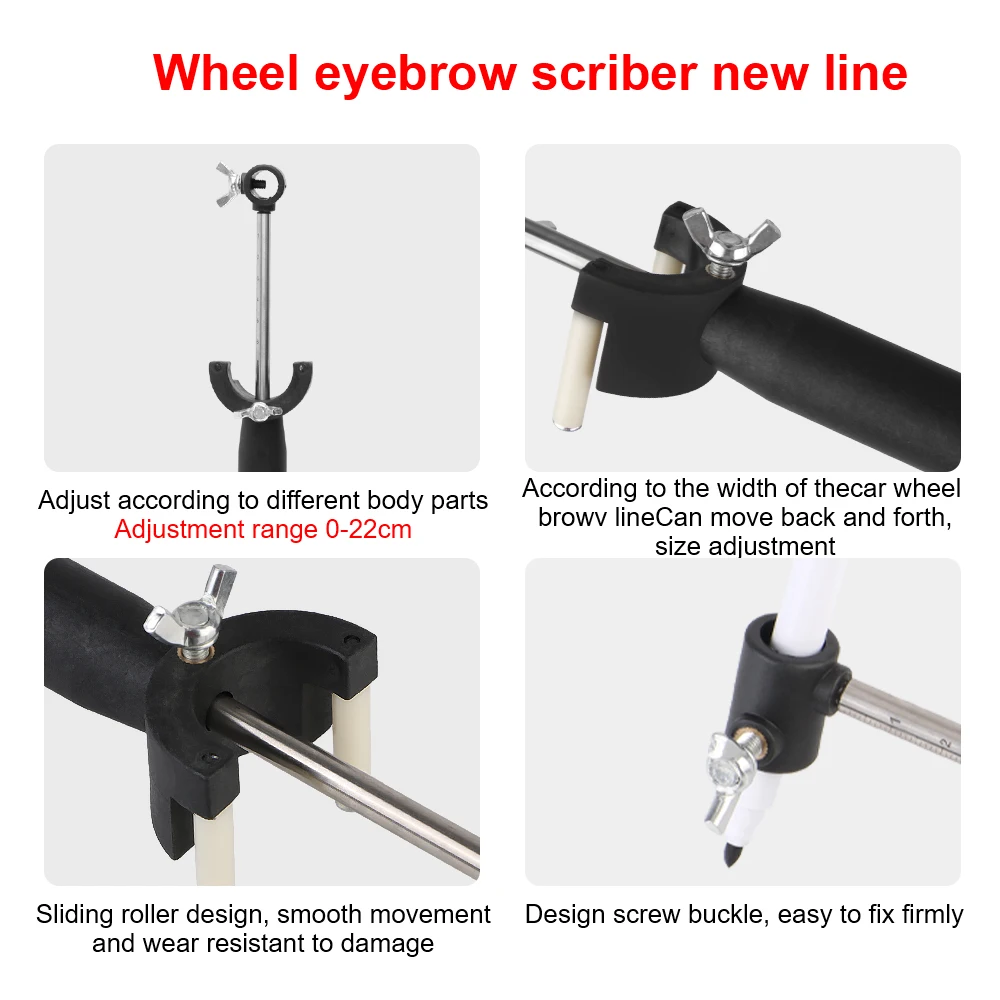 Paint Marking Automotive Sheet Metal Repair Tool Wheel eyebrow parallel marking device Portable and Durable 0-22cm Adjustable