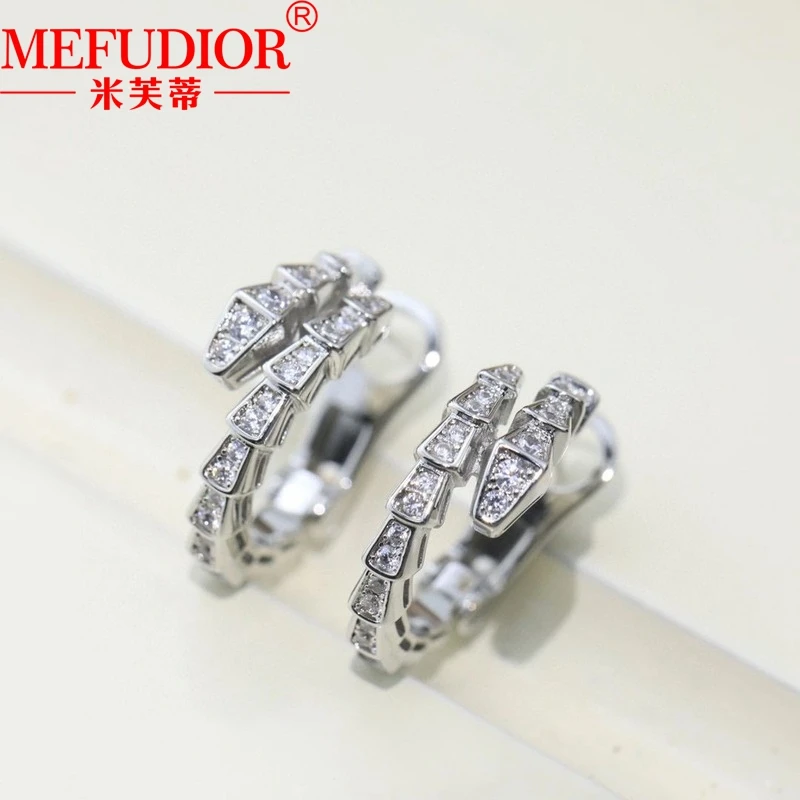 925 Sterling Silver/PT950 Platinum Snake Bone Earrings Moissanite Diamond Women High Quality Fashion Jewellry Couple Party Gifts