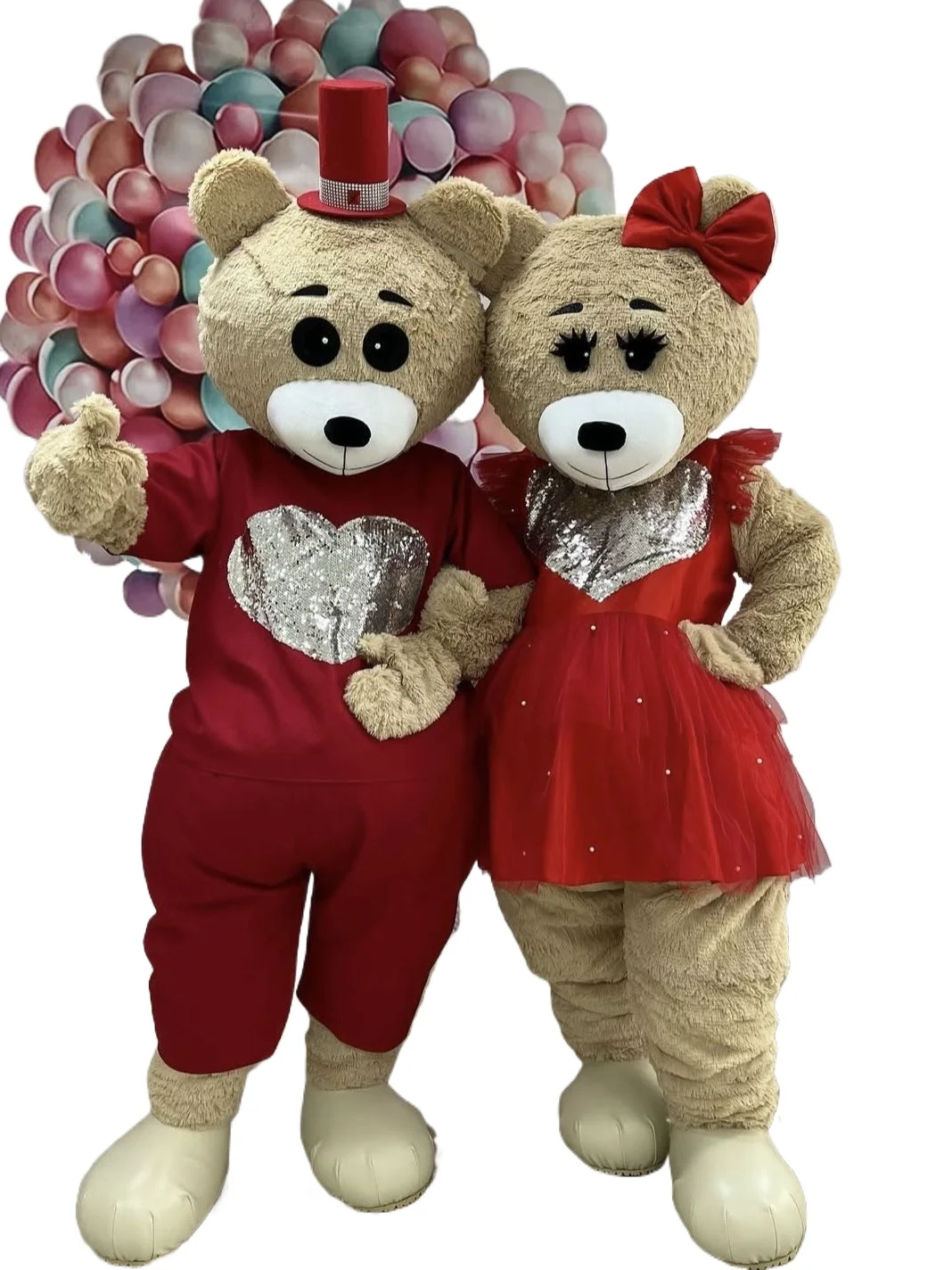 赤いハートのテディベア マスコットコスチューム ドレス インターネットセレブ 漫画 ウォーキングドール 衣装 ハロウィン クリスマス ファンシーな機会に