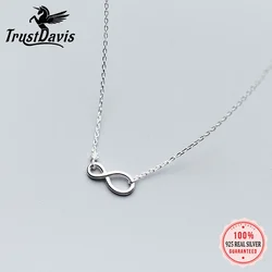 TrustDavis Real 925 Sterling Silver Infinite Pendant Choker Love Necklace For Women Girl's Birthday Gift Fine Jewelry DS2005