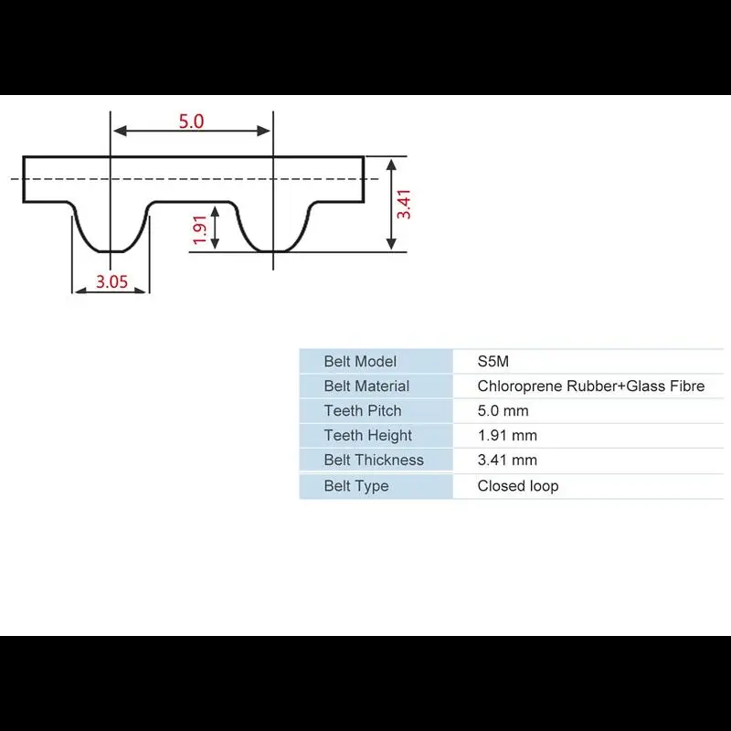 S5M 390 Timing Belt Width 8mm 15mm 20mm Timing Rubber Belt Black Length 390mm STD5M Closed-Loop Belt Teeth Pitch 5mm