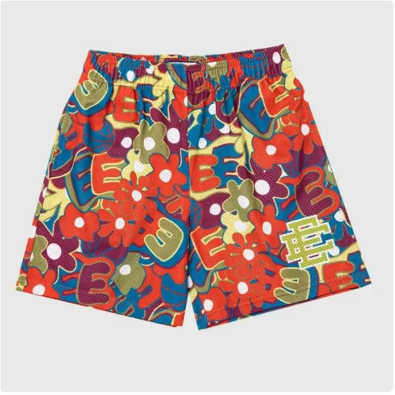 2024 New EE Men\'s Summer Mesh Print New Medium Pants Black Quarter Pants Casual American Basketball Shorts Outside Wear
