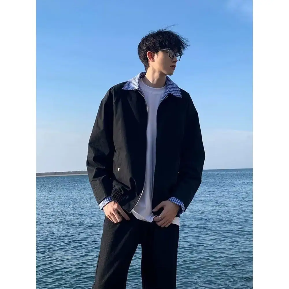 

Повседневная мужская куртка свободного покроя на весну и осень, Гонконг Sle Harajuku, корейская версия, уличная мода, верхняя одежда, материал полиэстера