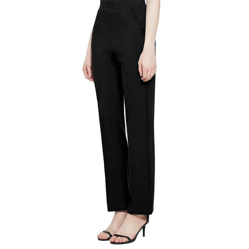 2025 Trendy Regular Waist Straight Leg Pants Women Comfortable Slimming Solid Black Office Breathable 