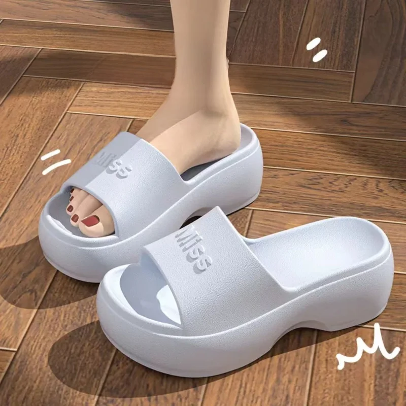 

2026 New Women's Thi Heel Slippers Summer Home Office Beach Sandals Flat Bot Slip-On Casual oes Fly Blue Valley Brand