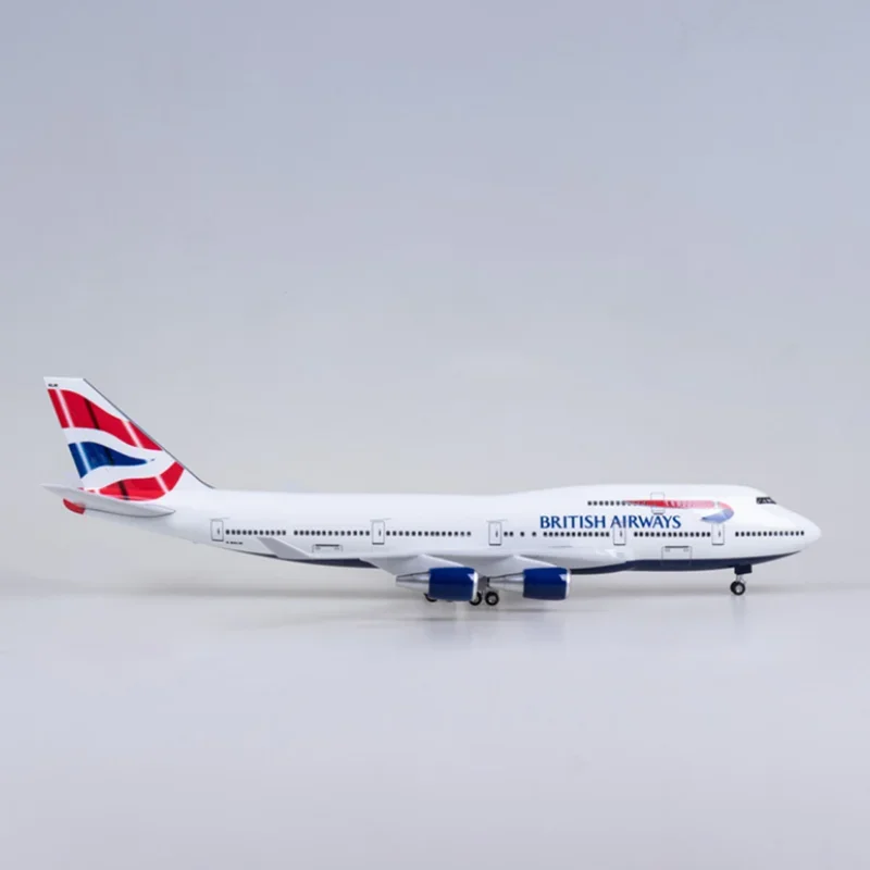 Imagem -04 - Brinquedos de Avião Britânico com Luz e Roda Resina Fundida Avião Liga Decoração de Casa 47cm Escala 150 B747 Nova Aeronave