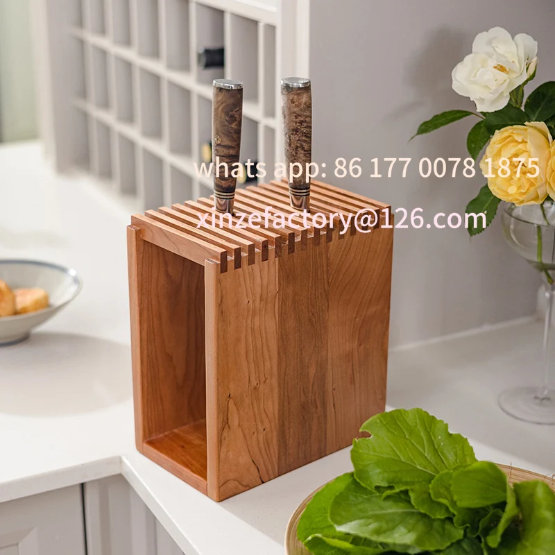 

Customizable Knife Holder Solid Upscale Wood Japanese Knife Block Shelf Multifunctional Home Storage Rack Kitchen Tools