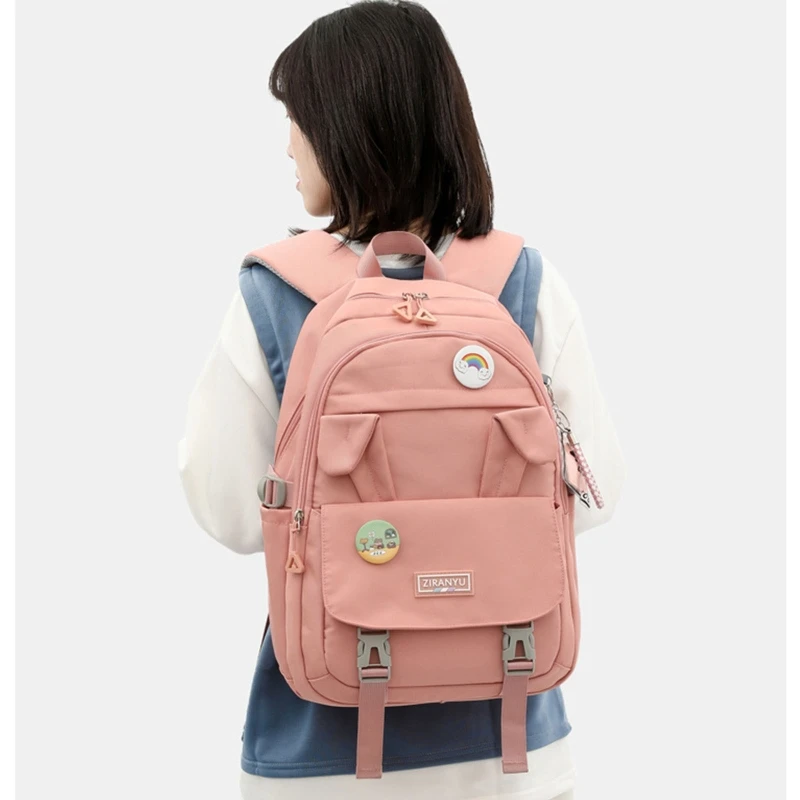 Mochila escolar con orejas conejo para chicas adolescentes, morral escolar capacidad, mochila bonita para bolsas