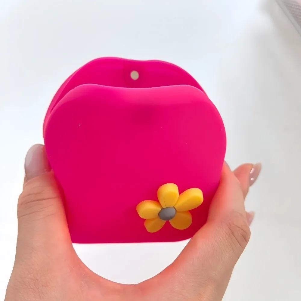 New Flower Silicone Storage Bag Square Magnetic Magnet Coin Purse Waterproof Multifunctional Cosmetic Bag Earphone Storage