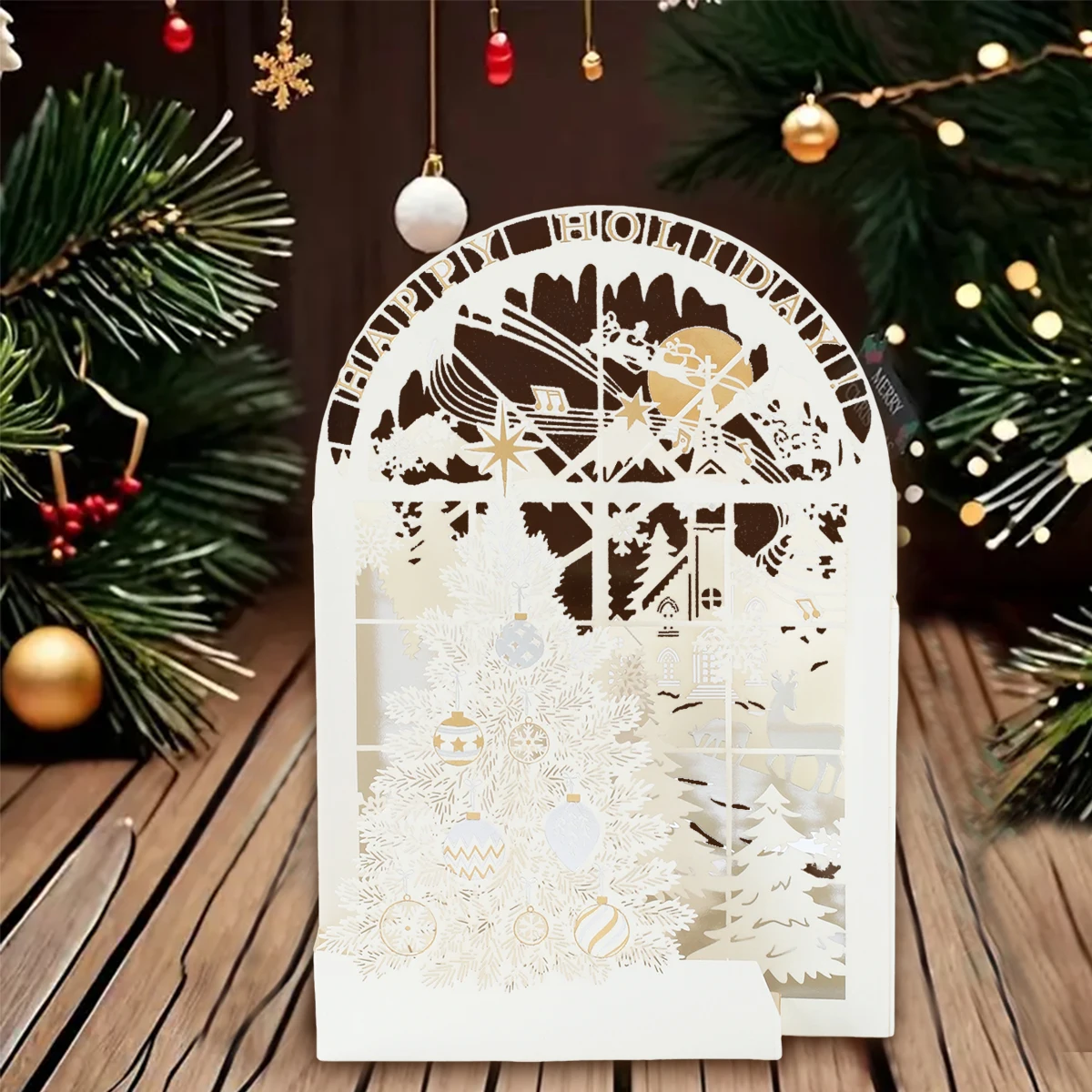 

Christmas Hollowout 3D Greeting Card Christmas Decor for Home 2024 Xmas Greeting Card Ornaments Navidad Natal New Year Gift 2025