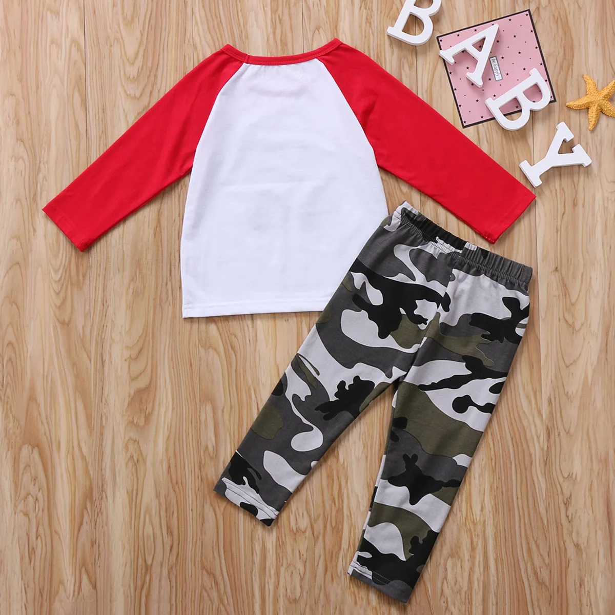 1-5 Years Little Boy’s Cute Suit Car Printed T-shirt and Camouflage Long Trousers Retro 2 Pieces Kids Baby Clothes Set