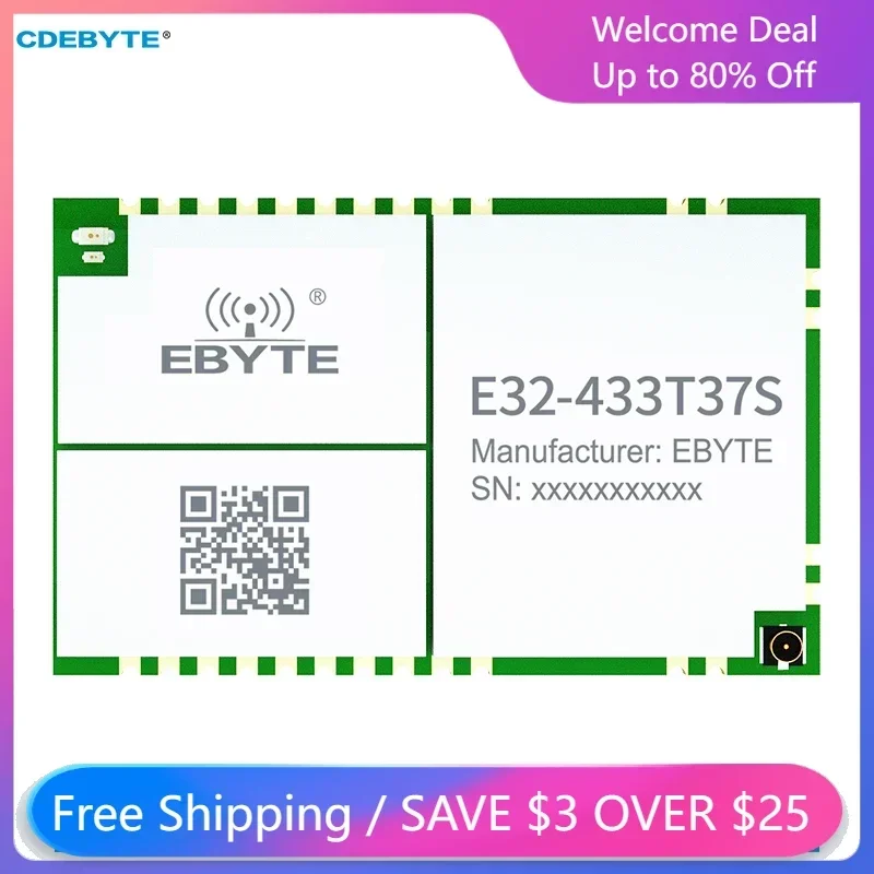 

Модуль LoRa 433 МГц 5 Вт LoRa широкоформатный беспроводной последовательный модуль CDEBYTE E32-433T37S 25 км Пробуждение воздуха отверстие для штампа/IPEX